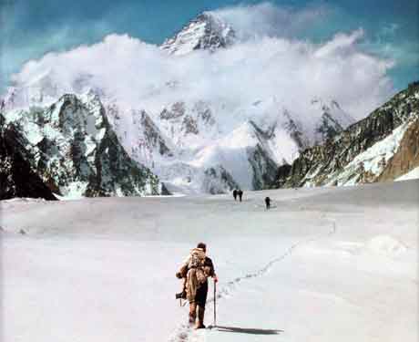 
Members Of 1939 American K2 Expedition Walking Towards K2 From Concordia - The Last Man On The Mountain book cover
